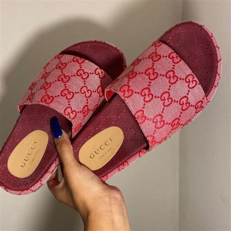 pink gucci crossover slides|Gucci slides for women pink.